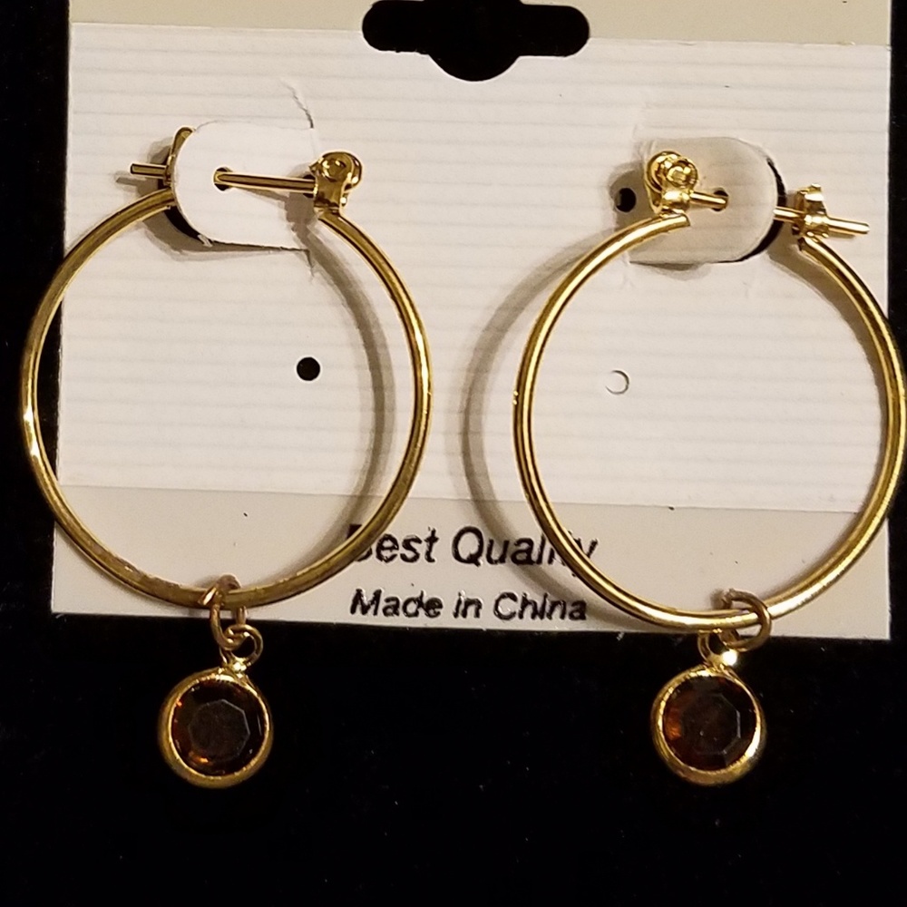 Gold hoop Earrings with charm